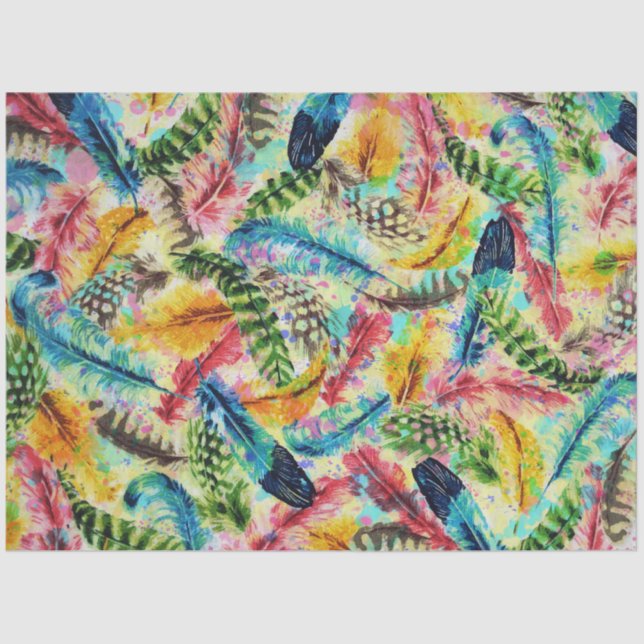 Papier Mousseline Aquarelle tendance mignonne éclaboussures de plume (Recto)