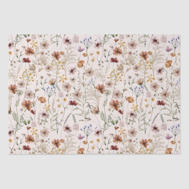 Papier Mousseline Aquarelle Tiny Bloom Boho Motif Floral (Recto)