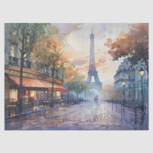 Papier Mousseline Aquarelle Tour Eiffel Vintage Découpage