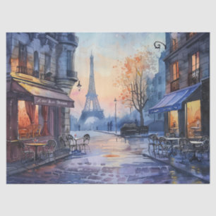 Papier Mousseline Aquarelle Tour Eiffel vintage découpage