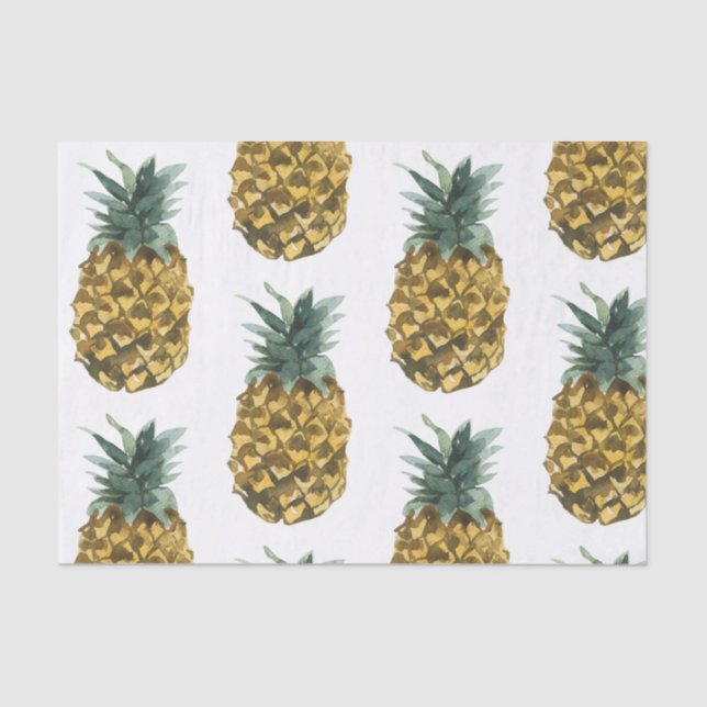 Papier Mousseline Aquarelle tropicale ananas Motif sans couture (Recto)