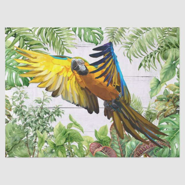 Papier Mousseline Aquarelle tropicale bleu-jaune de Macaw Parrot (Recto)