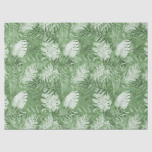 Papier Mousseline Aquarelle tropicale Feuilles verts