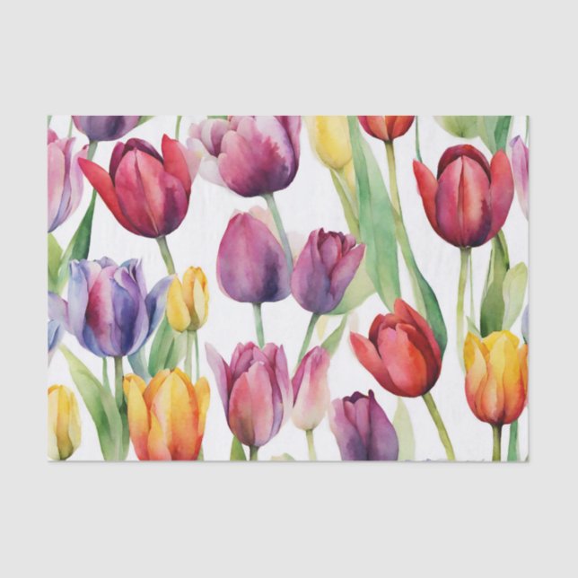 Papier Mousseline Aquarelle Tulipe Fleurs N'Importe Quelle Occasion (Recto)