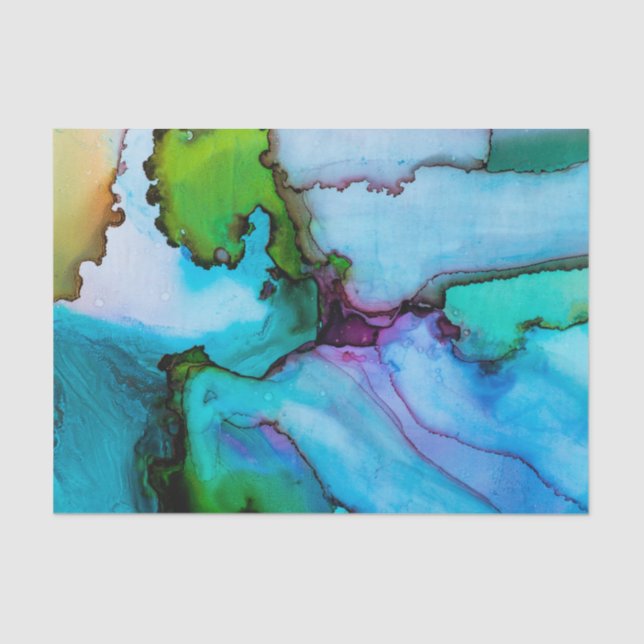 Papier Mousseline Aquarelle turquoise brillante 10x15 (Recto)