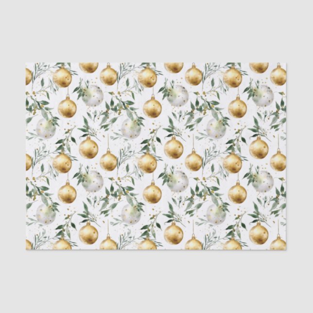 Papier Mousseline Aquarelle Vert or Noël (Recto)
