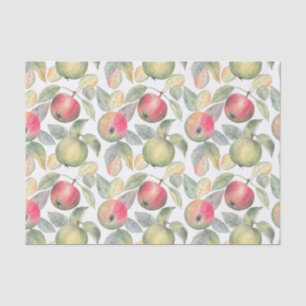 Papier Mousseline Aquarelle verte et rouge Pomme Fruit