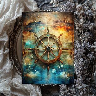 Papier Mousseline Aquarelle vintage boussole carte nautique