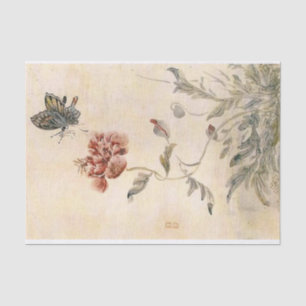 Papier Mousseline Aquarelle vintage d'abeille, de papillon et de