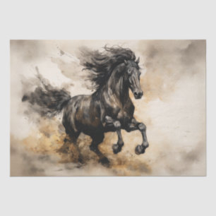 Papier Mousseline Aquarelle vintage Majestic Black Stallion