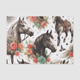 Papier Mousseline Aquarelle vintage Peinture Cheval sans joint