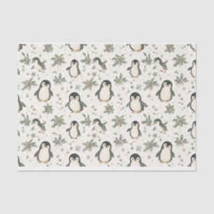Papier Mousseline Aquarelle Vintage Penguin motif de Noël
