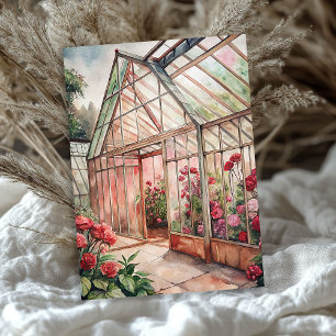 Papier Mousseline Aquarelle vintage roses rouges serre