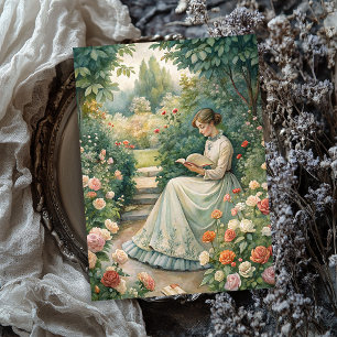 Papier Mousseline Aquarelle vintage victorienne lecture d'un livre