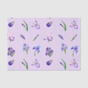 Papier Mousseline Aquarelle violet et fleur d'Iris bleu