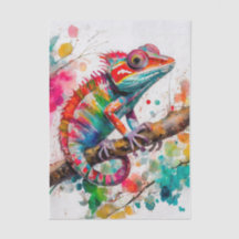 Aquarelle vive Chameleon - Rainbow Jungle Art