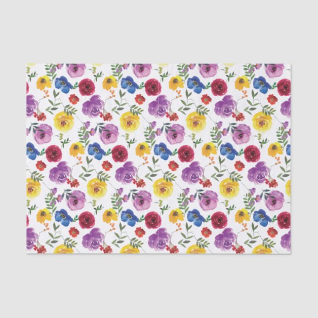 Papier Mousseline Aquarelle vive et gras Cadeau floral (Recto)