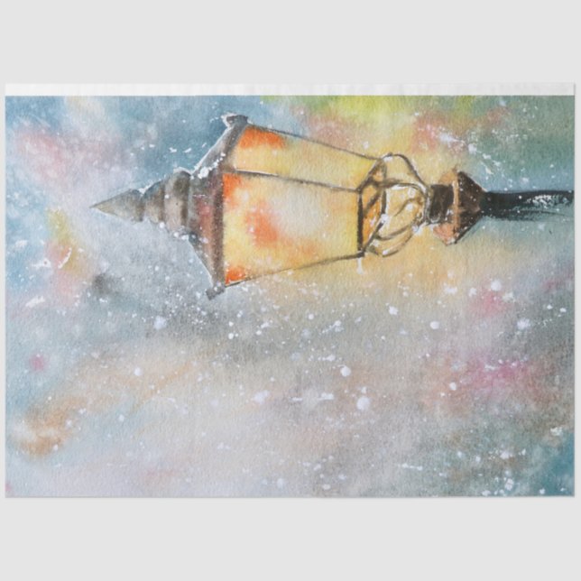 Papier Mousseline Aquarelle Whimsal Lampe de nuit à neige Noël (Recto)