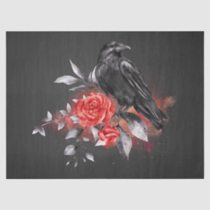 Papier Mousseline Aquarelle Whimsical Rose corbeau noir