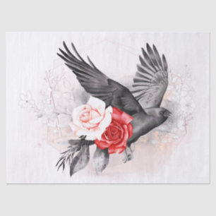 Papier Mousseline Aquarelle Whimsical Rose corbeau noir
