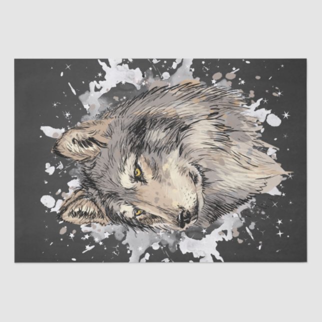 Papier Mousseline Aquarelle Wolf (Recto)
