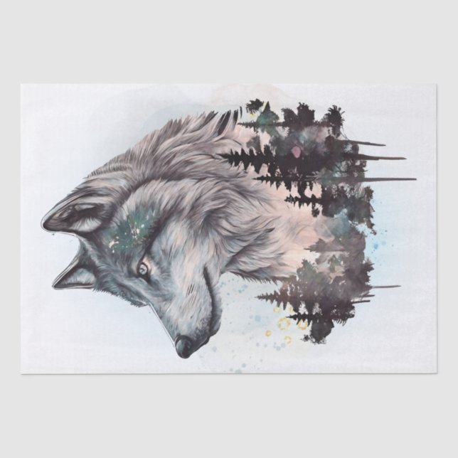 Papier Mousseline Aquarelle Wolf (Recto)