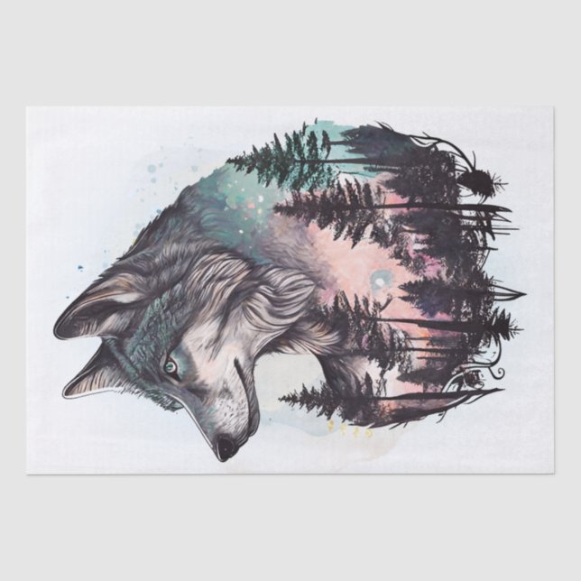 Papier Mousseline Aquarelle Wolf (Recto)