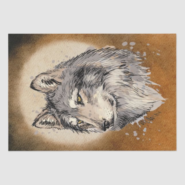 Papier Mousseline Aquarelle Wolf (Recto)