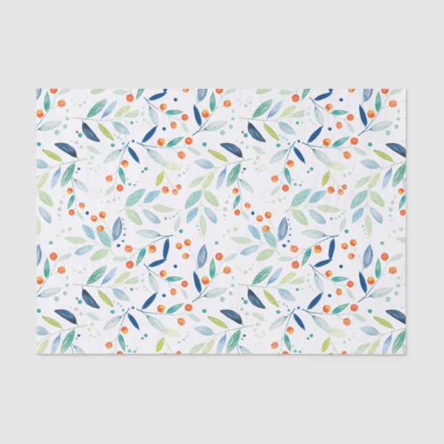 Papier Mousseline Aquarelles botaniques colorées Motif botanique (Recto)