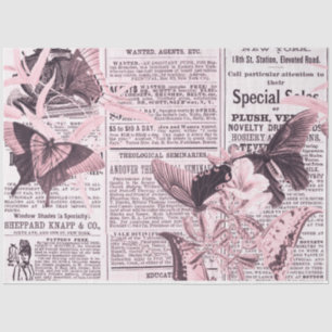 Papier Mousseline * AR23 Papillon Floral Flower Vintage Decoupage 