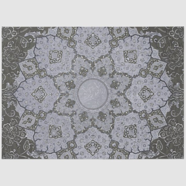 Papier Mousseline Arabesque Ephemera bleu pâle Découpage Vintage (Recto)