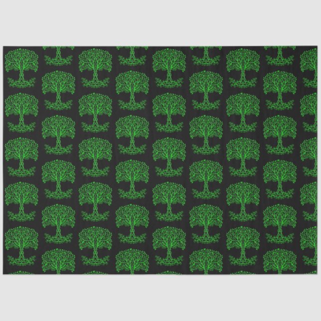Papier Mousseline Arbre Celtique Vert De Vie (Recto)