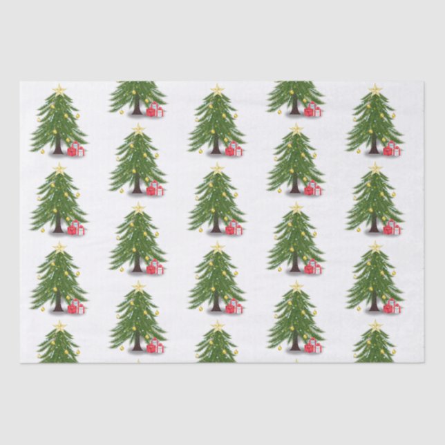 Papier Mousseline Arbre de Noël avec cadeau rouge (Recto)