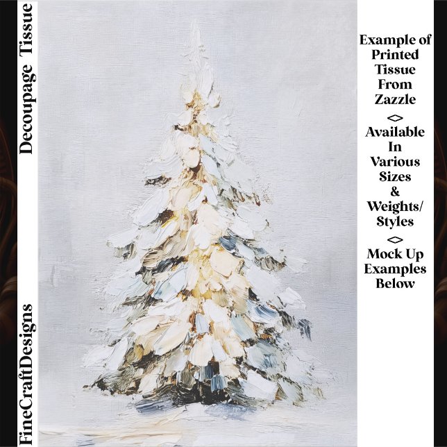 Papier Mousseline Arbre de Noël enneigé en hiver, découpage texturé  (Créateur téléchargé)