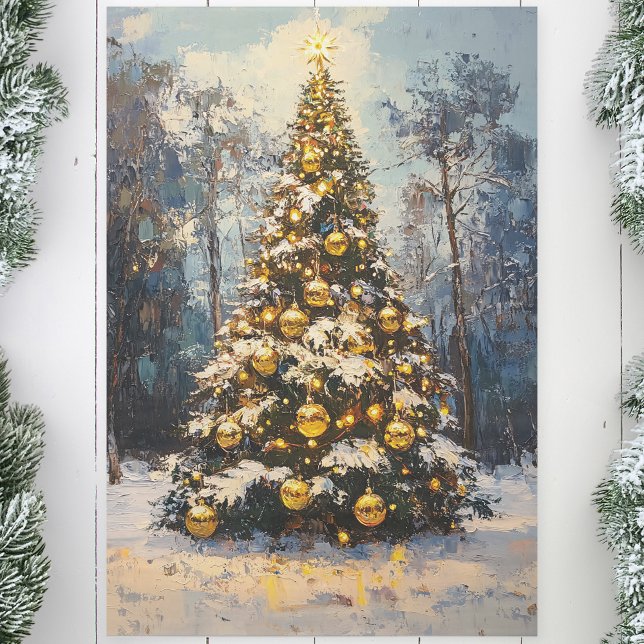 Papier Mousseline Arbre de Noël Gold Star Peinture à l'huile Découpa (Créateur téléchargé)