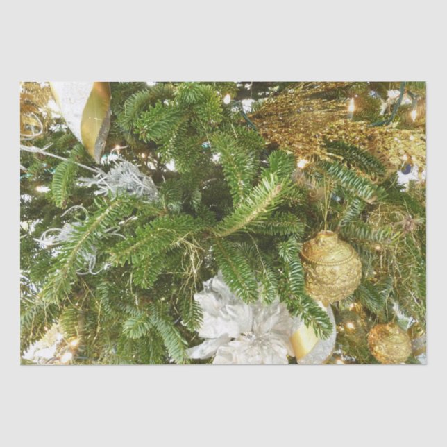 Papier Mousseline Arbre de Noël I Argent et Or (Recto)