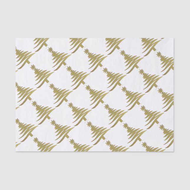 Papier Mousseline Arbre de Noël Or crayon blanc (Recto)