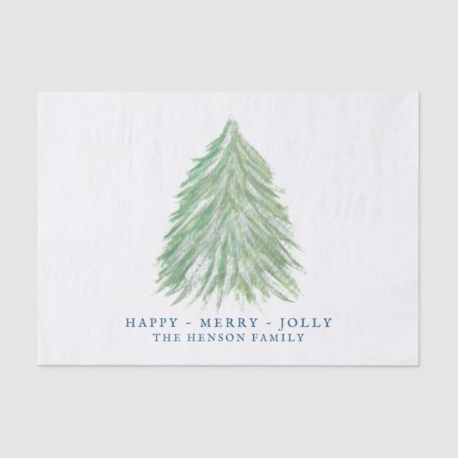 Papier Mousseline Arbre de Noël vert Aquarelle Dessin vacances (Recto)