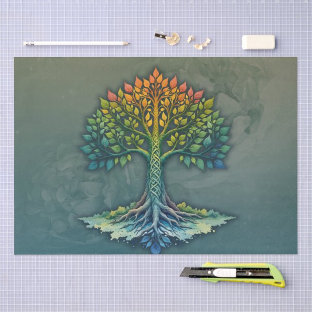 Papier Mousseline Arbre de Vie Aube Changeante  (Artisanat)