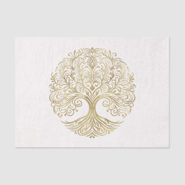 Papier Mousseline Arbre de vie Cream & Gold Celtic Mariage (Recto)