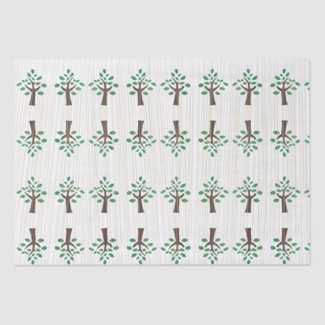 Papier Mousseline Arbre de vie Vert et Brown (Recto)