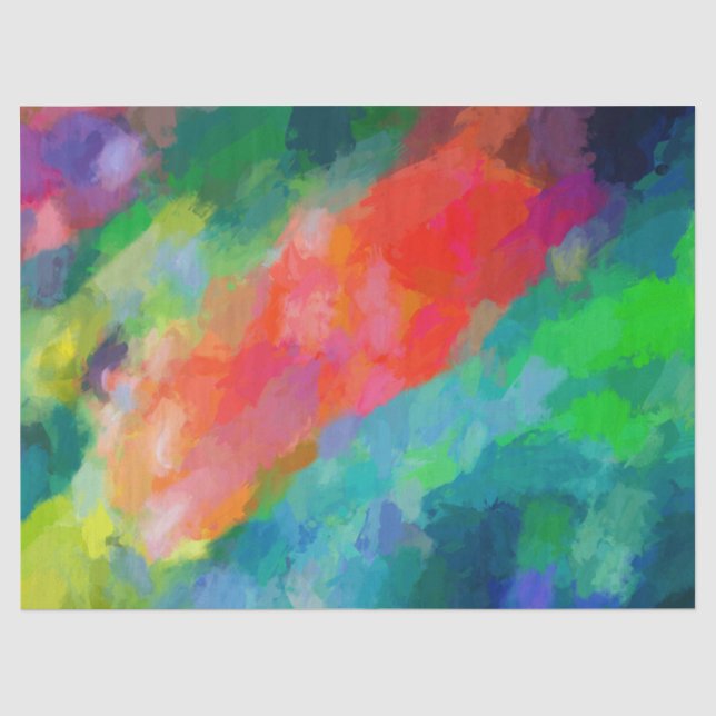 Papier Mousseline Arbre, turquoise et vert vif Art Abstrait (Recto)