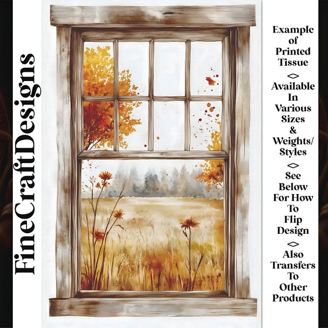 Papier Mousseline Arbres d'automne et Fleurs sauvages via la fenêtre (Créateur téléchargé)