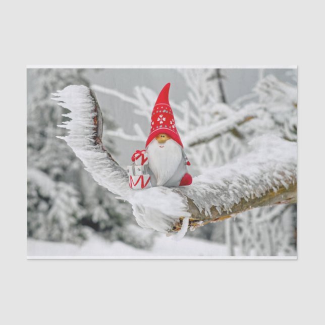 Papier Mousseline Arbres de neige Elf de Noël (Recto)