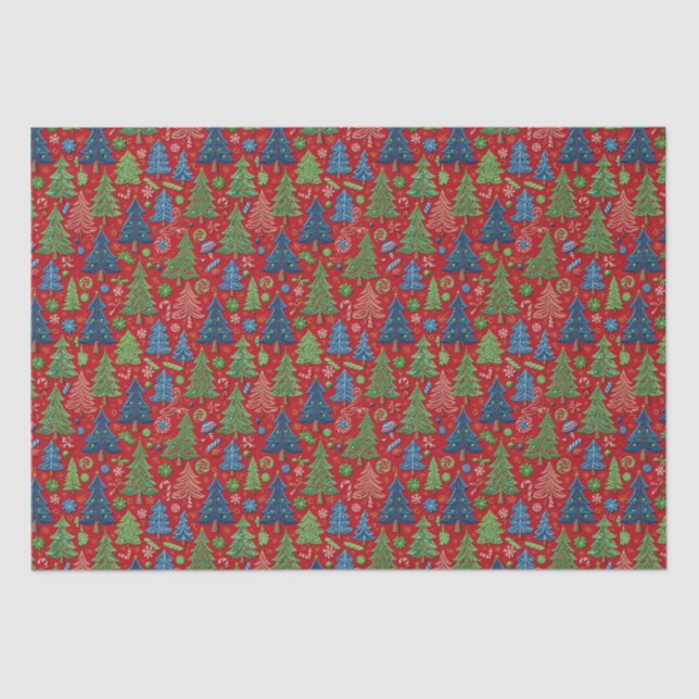 Papier Mousseline Arbres de Noël (Recto)