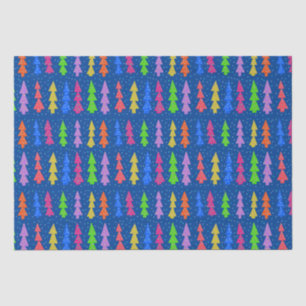 Papier Mousseline Arbres de Noël colorés en bleu