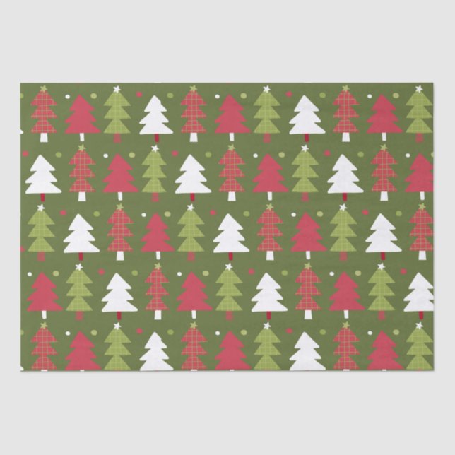 Papier Mousseline Arbres de Noël et flocons de neige avec support ve (Recto)