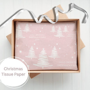 Papier Mousseline Arbres de Noël minimalistes roses blancs