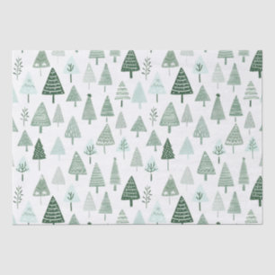 Papier Mousseline Arbres de Noël modernes Blanc et vert