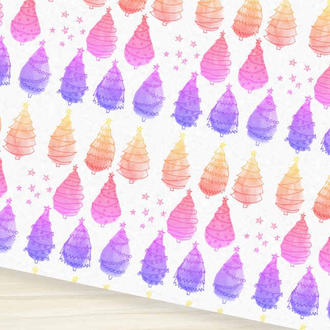 Papier Mousseline Arbres de Noël rose (Créateur téléchargé)